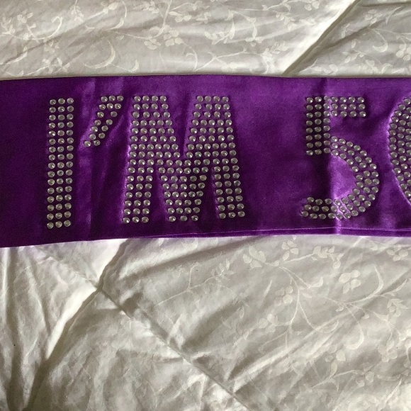 Party satin purple party banner cross shoulder with bling 50 years 💕💕💕 - Picture 5 of 12